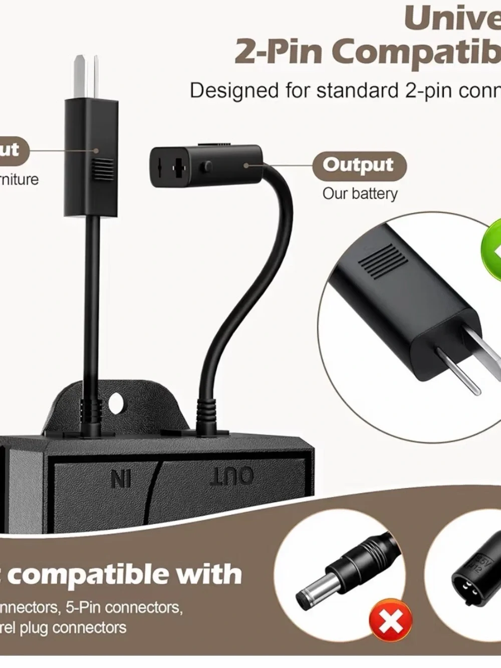 Battery Pack for Reclining Furniture w/ charger, 2500 mAh Universal-Wireless